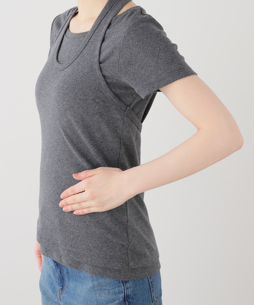FRAMeWORK(フレームワーク)の「レイヤードアンサンブル(Tシャツ/カットソー・レディース・ピンク/チャコールグレー/ベージュ・FREE)」の9枚目の写真