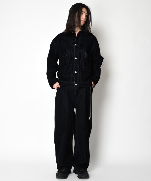 SUPERTHANKS(スーパーサンクス)の「<フロッキー加工>デニムジャケットBlack flocky denim type2-jacket(ブルゾン・メンズ・ワンウォッシュ/ネイビー・M/S/L)」の7枚目の写真
