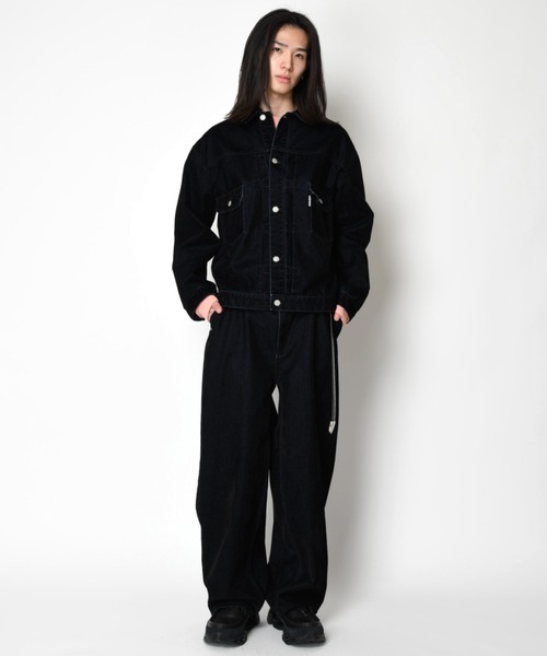 SUPERTHANKS(スーパーサンクス)の「<フロッキー加工>デニムジャケットBlack flocky denim type2-jacket(ブルゾン・メンズ・ワンウォッシュ/ネイビー・M/S/L)」の6枚目の写真