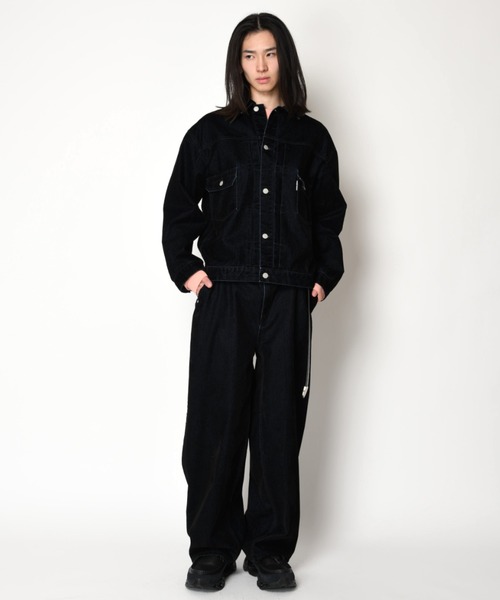 SUPERTHANKS(スーパーサンクス)の「<フロッキー加工>デニムジャケットBlack flocky denim type2-jacket(ブルゾン・メンズ・ワンウォッシュ/ネイビー・M/S/L)」の5枚目の写真