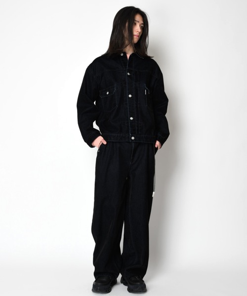 SUPERTHANKS(スーパーサンクス)の「<フロッキー加工>デニムジャケットBlack flocky denim type2-jacket(ブルゾン・メンズ・ワンウォッシュ/ネイビー・M/S/L)」の4枚目の写真