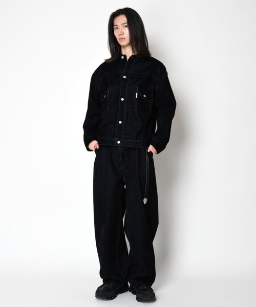SUPERTHANKS(スーパーサンクス)の「<フロッキー加工>デニムジャケットBlack flocky denim type2-jacket(ブルゾン・メンズ・ワンウォッシュ/ネイビー・M/S/L)」の3枚目の写真