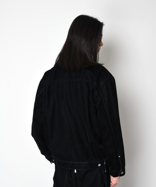 SUPERTHANKS(スーパーサンクス)の「<フロッキー加工>デニムジャケットBlack flocky denim type2-jacket(ブルゾン・メンズ・ワンウォッシュ/ネイビー・M/S/L)」の16枚目の写真