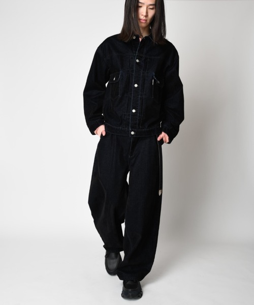 SUPERTHANKS(スーパーサンクス)の「<フロッキー加工>デニムジャケットBlack flocky denim type2-jacket(ブルゾン・メンズ・ワンウォッシュ/ネイビー・M/S/L)」の13枚目の写真