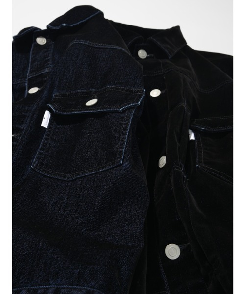 SUPERTHANKS(スーパーサンクス)の「<フロッキー加工>デニムジャケットBlack flocky denim type2-jacket(ブルゾン・メンズ・ワンウォッシュ/ネイビー・M/S/L)」の11枚目の写真