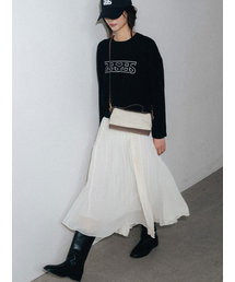 Airy Pleats Long Skirt_WHITE