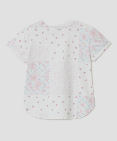 TYPESERVICE（タイプサービス）の「Flower Applique Curve Short Sleeve Top [Pink]（Tシャツ/カットソー・レディース・その他・FREE）」の3枚目の写真