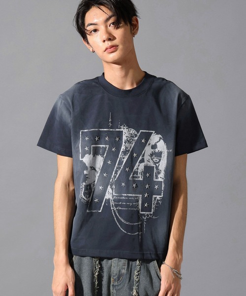 LAND MUSEUM（ランドミュージアム）の「LAND MUSEUM／スタッズナンバーＴ（Tシャツ/カットソー・メンズ・ブラック/ネイビー・LARGE/MEDIUM）」の20枚目の写真