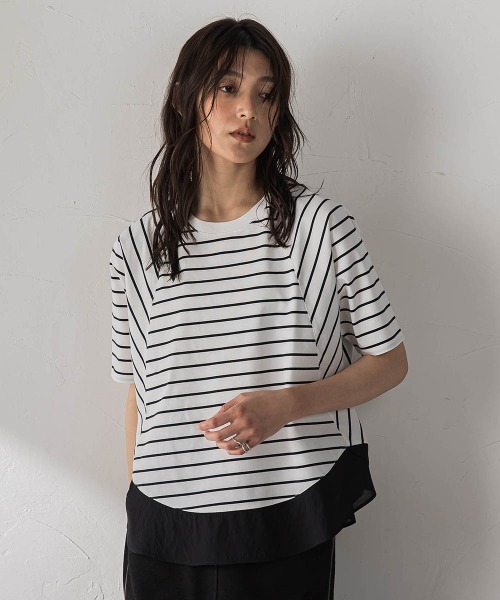 MAYSON GREY(メイソングレイ)の「ドライコットンラウンドヘムドルマンプルオーバー(Tシャツ/カットソー・レディース・ホワイト系その他/ブラック/ベージュ/カーキ・M)」の2枚目の写真
