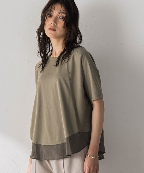 MAYSON GREY(メイソングレイ)の「ドライコットンラウンドヘムドルマンプルオーバー(Tシャツ/カットソー・レディース・ホワイト系その他/ブラック/ベージュ/カーキ・M)」の4枚目の写真