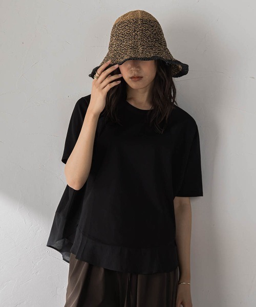 MAYSON GREY(メイソングレイ)の「ドライコットンラウンドヘムドルマンプルオーバー(Tシャツ/カットソー・レディース・ホワイト系その他/ブラック/ベージュ/カーキ・M)」の1枚目の写真