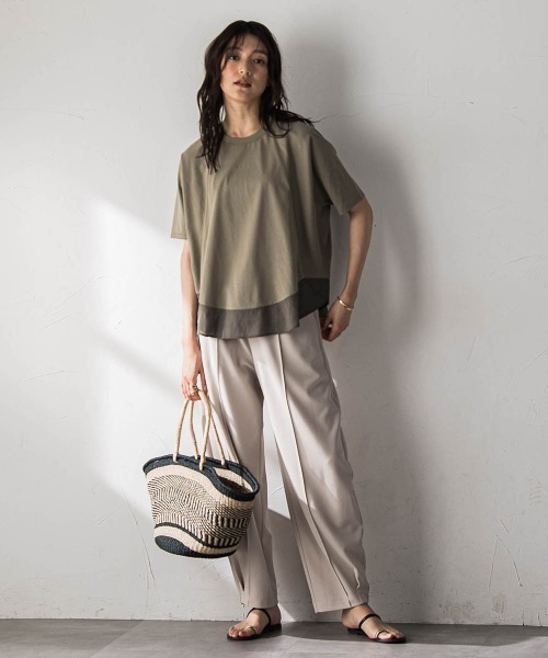 MAYSON GREY(メイソングレイ)の「ドライコットンラウンドヘムドルマンプルオーバー(Tシャツ/カットソー・レディース・ホワイト系その他/ブラック/ベージュ/カーキ・M)」の5枚目の写真