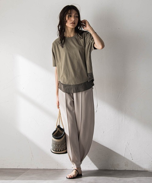 MAYSON GREY(メイソングレイ)の「ドライコットンラウンドヘムドルマンプルオーバー(Tシャツ/カットソー・レディース・ホワイト系その他/ブラック/ベージュ/カーキ・M)」の6枚目の写真