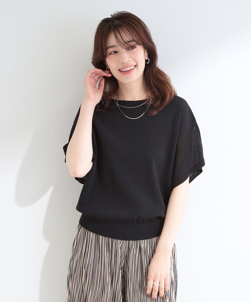 SHOO・LA・RUE(シューラルー)の「【S-LL/ひんやり/洗濯機可】インせず着られる ひらり袖ニット(ニット/セーター・レディース・ブラック/ブラウン系/アイボリー/ピンク系その他/サックスブルー・01/02/03/04)」の10枚目の写真