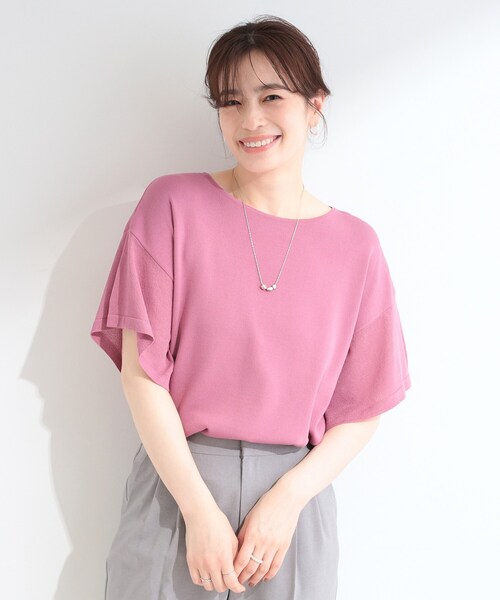 SHOO・LA・RUE(シューラルー)の「【S-LL/ひんやり/洗濯機可】インせず着られる ひらり袖ニット(ニット/セーター・レディース・ブラック/ブラウン系/アイボリー/ピンク系その他/サックスブルー・01/02/03/04)」の18枚目の写真