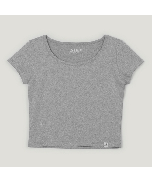 TWEE(トゥウィー)の「エリートベーシックUネッククロップ半袖Tシャツ(Tシャツ/カットソー・レディース・グレー/アイボリー/ブラック・SMALL/MEDIUM)」の3枚目の写真