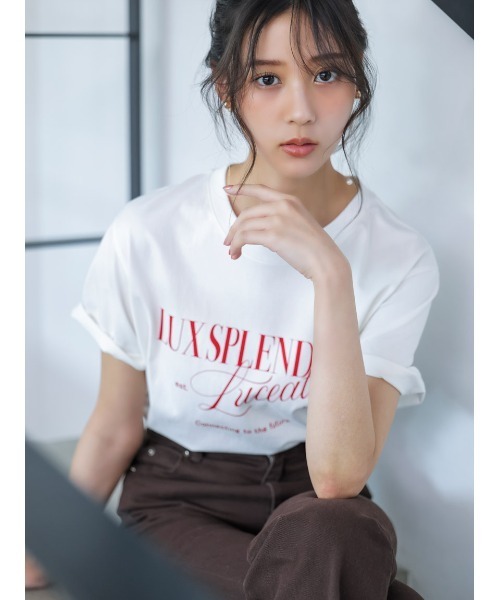 SNIDEL(スナイデル)の「ロゴTシャツ(Tシャツ/カットソー・レディース・グレー/ホワイト/ピンク・F)」の4枚目の写真