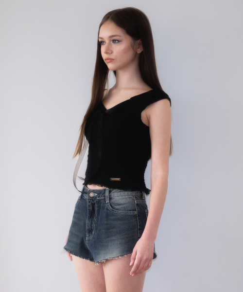 ROSEFRANTZ（ロゼフランツ）の「Chiffon Ribbon Crinkle Sleeveless [Black]（Tシャツ/カットソー・レディース・ブラック・SMALL/MEDIUM）」の3枚目の写真