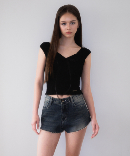 ROSEFRANTZ（ロゼフランツ）の「Chiffon Ribbon Crinkle Sleeveless [Black]（Tシャツ/カットソー・レディース・ブラック・SMALL/MEDIUM）」の4枚目の写真