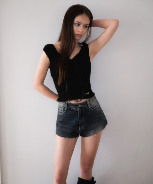 ROSEFRANTZ（ロゼフランツ）の「Chiffon Ribbon Crinkle Sleeveless [Black]（Tシャツ/カットソー・レディース・ブラック・SMALL/MEDIUM）」の6枚目の写真
