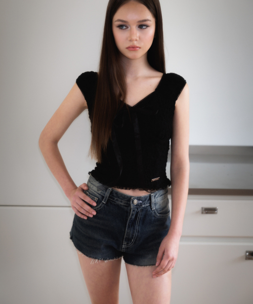 ROSEFRANTZ（ロゼフランツ）の「Chiffon Ribbon Crinkle Sleeveless [Black]（Tシャツ/カットソー・レディース・ブラック・SMALL/MEDIUM）」の9枚目の写真