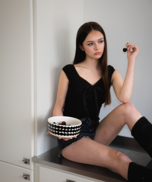 ROSEFRANTZ（ロゼフランツ）の「Chiffon Ribbon Crinkle Sleeveless [Black]（Tシャツ/カットソー・レディース・ブラック・SMALL/MEDIUM）」の10枚目の写真