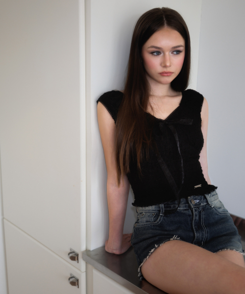 ROSEFRANTZ（ロゼフランツ）の「Chiffon Ribbon Crinkle Sleeveless [Black]（Tシャツ/カットソー・レディース・ブラック・SMALL/MEDIUM）」の15枚目の写真