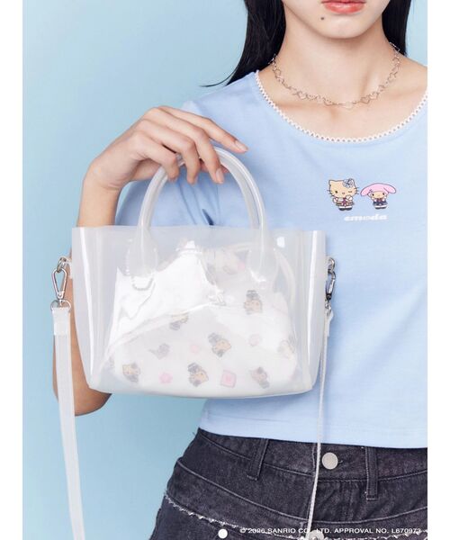 sanrio(サンリオ)の「【日焼けHello Kitty×EMODA】CLEAR SHOULDER BAG(ハンドバッグ・レディース・ブラック/ホワイト・FREE)」の10枚目の写真
