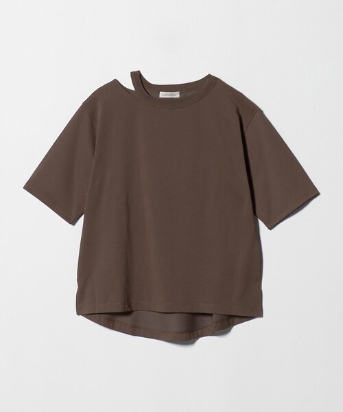 green label relaxing(グリーンレーベルリラクシング)の「デコルテスリット Tシャツ 吸水速乾(Tシャツ/カットソー・レディース・ブラック/ロイヤルブルー/オフホワイト/ダークブラウン・FREE)」の15枚目の写真