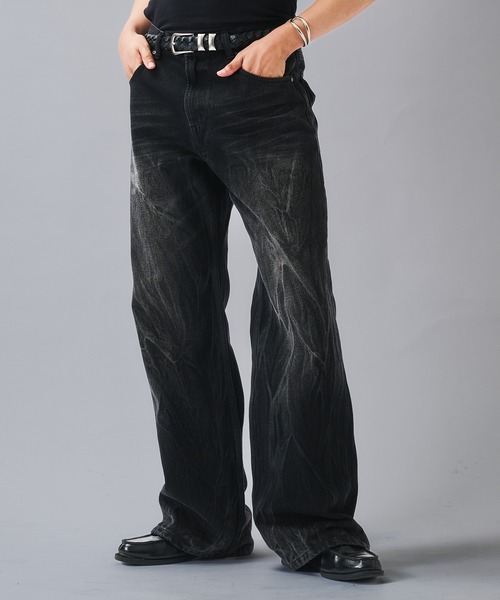 ANDER HUNK（アンダーハンク）の「Crack & Rigid Straight Denim/クラック＆リジットストレートデニム（デニムパンツ・メンズ・ブラック系その他/ブラック・SMALL/MEDIUM/LARGE）」の14枚目の写真