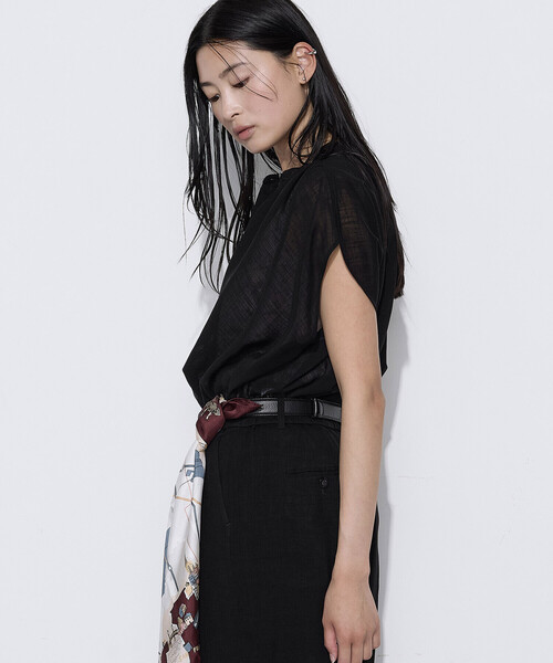 COMME CA(コムサ)の「【セットアップ対応】【RE:撚】トリアセクールスラブ ブラウス(シャツ/ブラウス・レディース・ブラック/ライトグレー/キナリ・9号)」の8枚目の写真