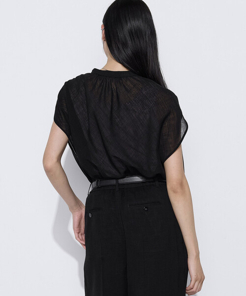 COMME CA(コムサ)の「【セットアップ対応】【RE:撚】トリアセクールスラブ ブラウス(シャツ/ブラウス・レディース・ブラック/ライトグレー/キナリ・9号)」の5枚目の写真