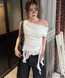 RAY CASSIN | 【レース】裾フリルドロストTシャツ(Tシャツ/カットソー)