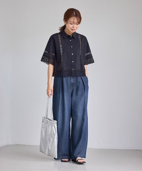 ROPE' PICNIC(ロペピクニック)の「さらっとライトオンスワイドデニムパンツ(デニムパンツ・レディース・ネイビー/サックスブルー・S/M)」の3枚目の写真