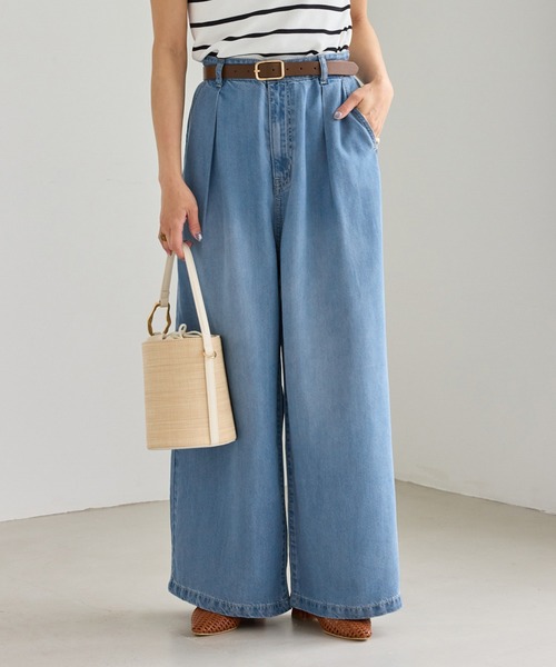 ROPE' PICNIC(ロペピクニック)の「さらっとライトオンスワイドデニムパンツ(デニムパンツ・レディース・ネイビー/サックスブルー・S/M)」の21枚目の写真