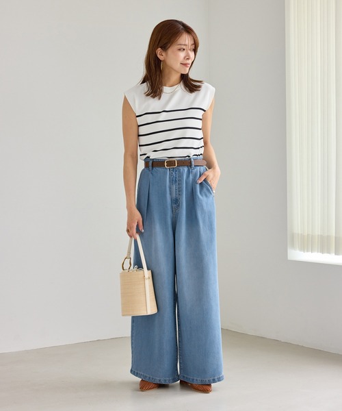 ROPE' PICNIC(ロペピクニック)の「さらっとライトオンスワイドデニムパンツ(デニムパンツ・レディース・ネイビー/サックスブルー・S/M)」の22枚目の写真