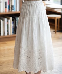 レーススカート ロング丈 シアー素材 透け感 ボリューム フレア Aライン ウエストゴム 総レース 裏地付き 上品 大人カジュアル ボトムス 秋