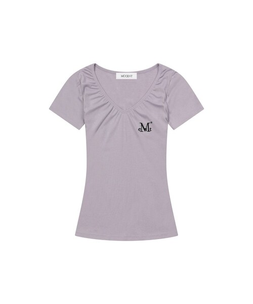 MUCENT(ムセント)の「モベルVネックシャーリング半袖Tシャツ(4カラー)(Tシャツ/カットソー・レディース・ブラック/チャコールグレー/ホワイト/パープル・FREE)」の4枚目の写真