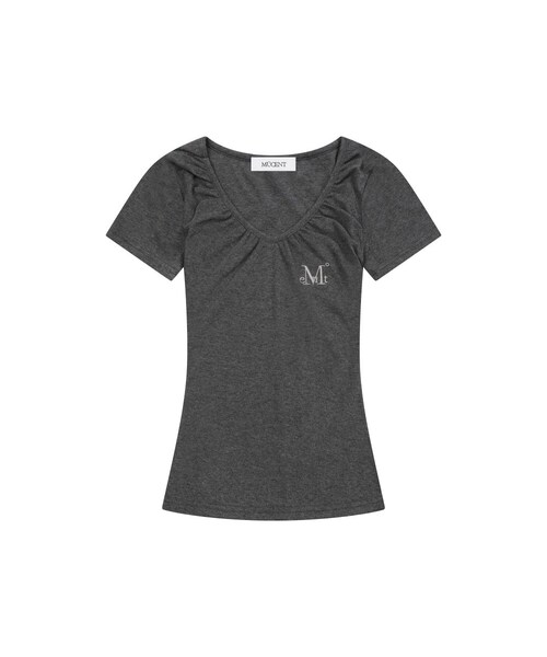 MUCENT(ムセント)の「モベルVネックシャーリング半袖Tシャツ(4カラー)(Tシャツ/カットソー・レディース・ブラック/チャコールグレー/ホワイト/パープル・FREE)」の3枚目の写真