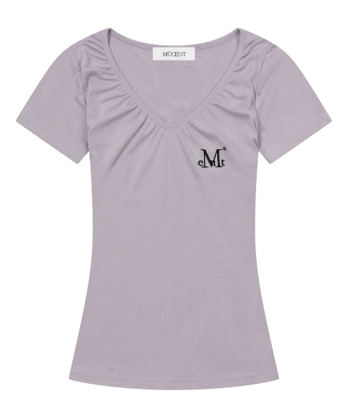 MUCENT(ムセント)の「モベルVネックシャーリング半袖Tシャツ(4カラー)(Tシャツ/カットソー・レディース・ブラック/チャコールグレー/ホワイト/パープル・FREE)」の5枚目の写真