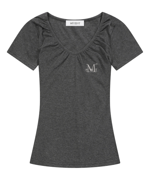 MUCENT(ムセント)の「モベルVネックシャーリング半袖Tシャツ(4カラー)(Tシャツ/カットソー・レディース・ブラック/チャコールグレー/ホワイト/パープル・FREE)」の13枚目の写真