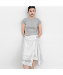 EMBO CHECK UNBALANCE WRAP SKIRT (SK-5075)