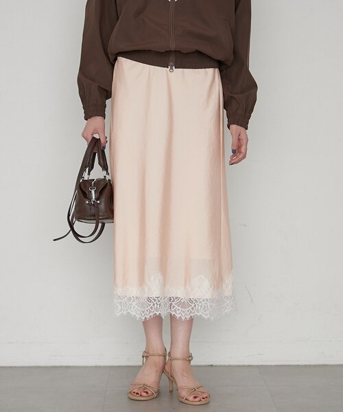 LOUNGEDRESS(ラウンジドレス)の「《セットアップ可》ミモレレースナロースカート(スカート・レディース・ベージュ/ブラック/ピンク・FREE)」の3枚目の写真