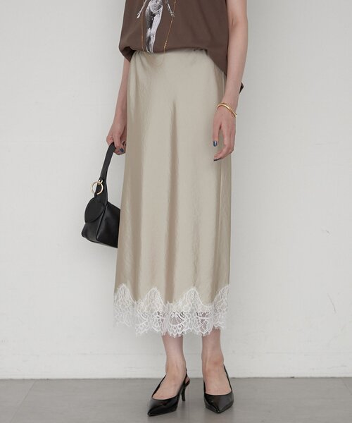 LOUNGEDRESS(ラウンジドレス)の「《セットアップ可》ミモレレースナロースカート(スカート・レディース・ベージュ/ブラック/ピンク・FREE)」の13枚目の写真