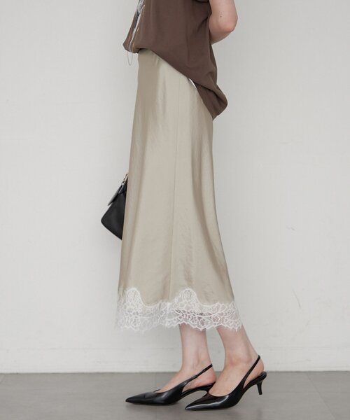 LOUNGEDRESS(ラウンジドレス)の「《セットアップ可》ミモレレースナロースカート(スカート・レディース・ベージュ/ブラック/ピンク・FREE)」の14枚目の写真