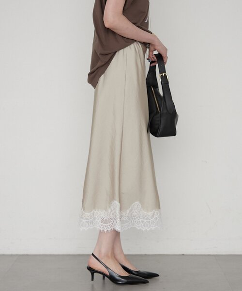 LOUNGEDRESS(ラウンジドレス)の「《セットアップ可》ミモレレースナロースカート(スカート・レディース・ベージュ/ブラック/ピンク・FREE)」の16枚目の写真