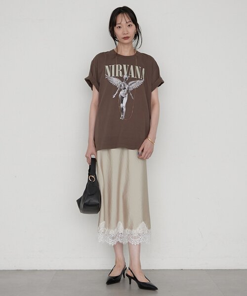 LOUNGEDRESS(ラウンジドレス)の「《セットアップ可》ミモレレースナロースカート(スカート・レディース・ベージュ/ブラック/ピンク・FREE)」の18枚目の写真