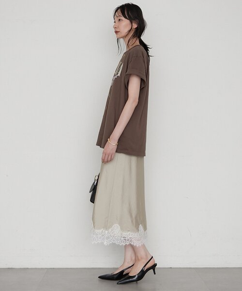 LOUNGEDRESS(ラウンジドレス)の「《セットアップ可》ミモレレースナロースカート(スカート・レディース・ベージュ/ブラック/ピンク・FREE)」の19枚目の写真