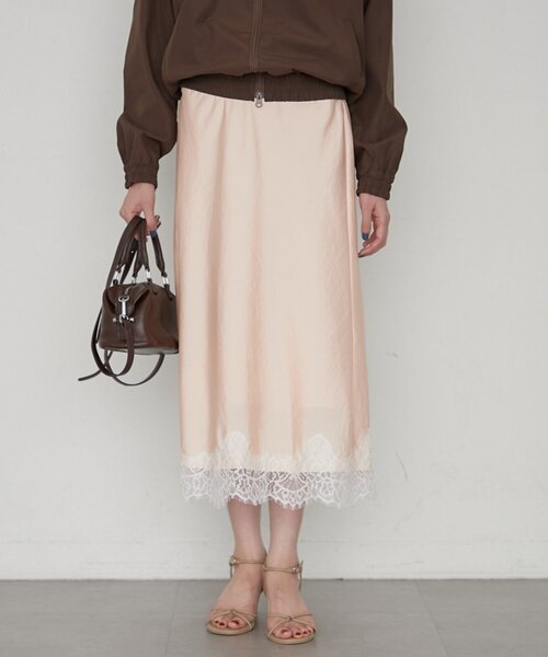 LOUNGEDRESS(ラウンジドレス)の「《セットアップ可》ミモレレースナロースカート(スカート・レディース・ベージュ/ブラック/ピンク・FREE)」の22枚目の写真