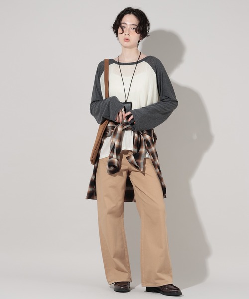 GEORGE'S(ジョージズ)の「メッシュラグランTシャツ(Tシャツ/カットソー・レディース・ブルー/ボルドー/オフホワイト・FREE)」の4枚目の写真